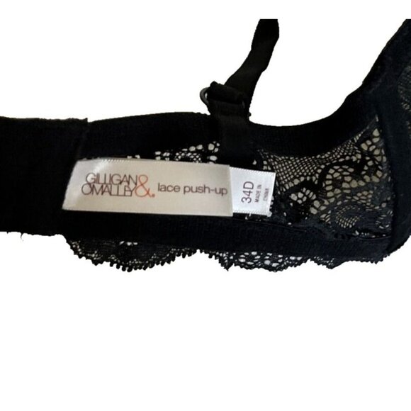 Gilligan & O'Malley Black Push-up Bra 34D Underwire Lace Padded - Picture 10 of 12